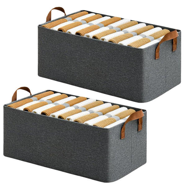 Foldable Storage Box Pack of 2 – Clothes Organizer with Handles