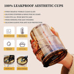Glass Tumbler with Lid & Straw | Portable Coffee Cup