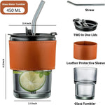 Glass Tumbler with Lid & Straw | Portable Coffee Cup