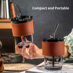 Glass Tumbler with Lid & Straw | Portable Coffee Cup