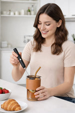 Rechargeable Milk Frother & Glass Coffee Tumbler Combo – Portable Coffee Set