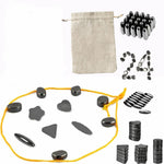 Magnetic Game Pieces Set – 24 Premium Hematite Tokens for Board Games & Strategy Games with Storage Bag