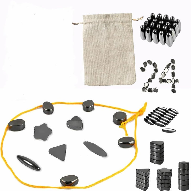 Magnetic Game Pieces Set – 24 Premium Hematite Tokens for Board Games & Strategy Games with Storage Bag