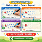 Sank Magic Practice Copybooks for Kids (Ages 3+) - Alphabet, Numbers, Math, Drawing Practice with Reusable Pens and Erasers