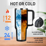 Insulated Travel Mug with Handle & Straw – Stainless Steel Tumbler