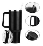 Insulated Travel Mug with Handle & Straw – Stainless Steel Tumbler