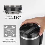 Insulated Travel Mug with Handle & Straw – Stainless Steel Tumbler