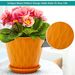Premium Textured Plastic Flower Pots with Tray | Stylish Indoor & Outdoor Planters Set